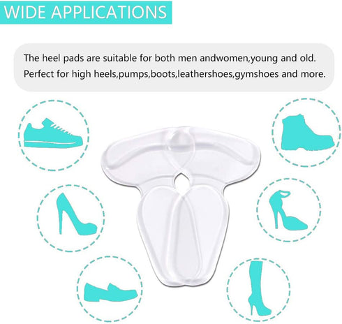 Heel Cushion Inserts, Heel Grips Shoe Pads for Women, Anti Slip Back of Loose Heel Shoes for High Heels (10 Pcs)