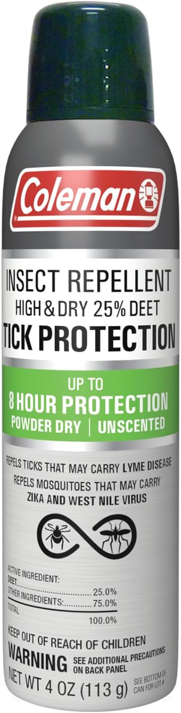 Coleman Tick Repellent Spray, 25% DEET Insect Repellent for Strong Protection Against Ticks & Mosquitoes, 4oz