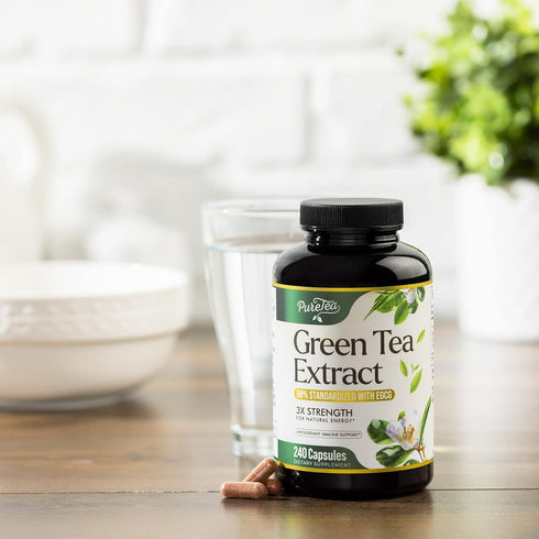 Green Tea Extract Capsules 1000mg with EGCG, 240 Capsules for Heart Support, Natural Energy