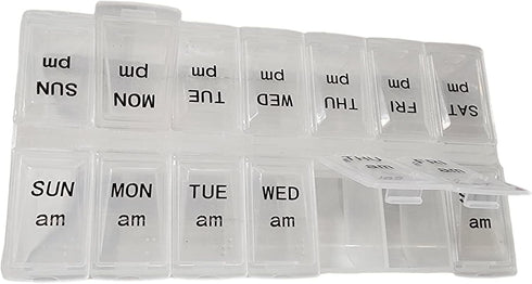 London Health Products (12) Twice a Day Pill Organizer, Weekly Day and Night Pill Container, Day and Night Medication