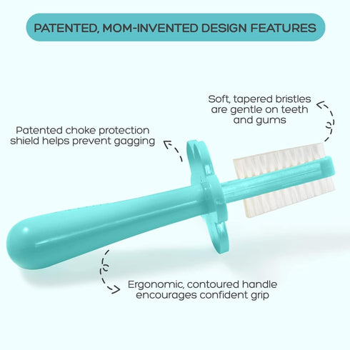 grabease Baby Finger Toothbrush for Infants & Toddlers, BPA-Free Silicone Baby Toothbrush, 1 Pack, Teal