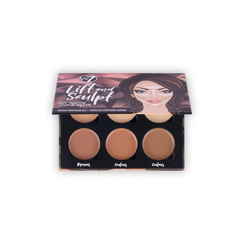 W7 Lift & Sculpt Cream Contour Kit - Makeup Palette for Concealing, Highlighting & Contouring - Step-by-Step