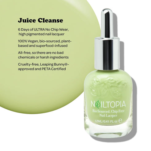 Nailtopia Juice Cleanse Plant-Based Chip Free Nail Lacquer - Non Toxic, Long-Lasting, Strengthening Polish - 0.41oz