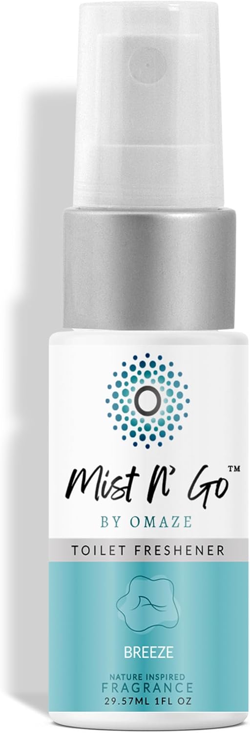 Mist N’ Go by Omaze Travel Bathroom Spray, Toilet Spray Odor Eliminator, Breeze Travel Size, 1oz x1.