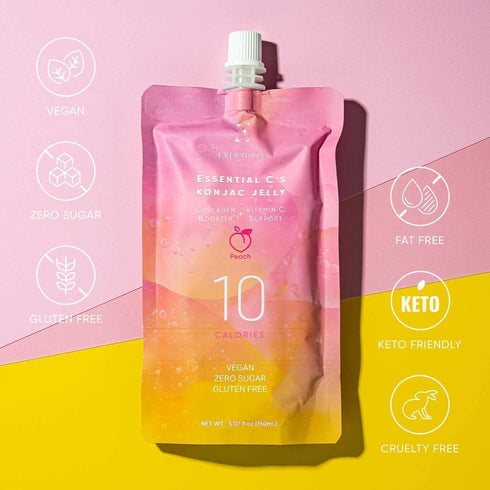 EVERYDAZE Essential C’s Collagen + Vitamin C Konjac Jelly | Vegan, 10 Calories, 0 Sugar | Peach | 10 Packs