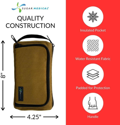 Sugar Medical Insulated Insulin Pen Case, Diabetic Care Products, Travel Case for Diabetic Supplies (Hamilton Brown)