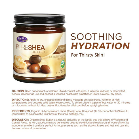 LIFE-FLO Pure Organic Shea Butter, Unrefined, 9oz | Moisturizes, Smooths & Conditions Skin, Hair & Scalp