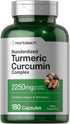 Horbaeach Turmeric Supplement with Black Pepper 2250mg | 180 Capsules | Non-GMO, Gluten Free