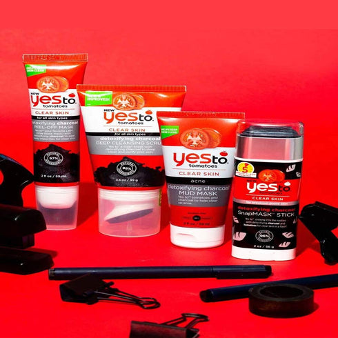 Yes To Tomatoes Clear Skin Detoxifying Charcoal Mud Mask - 2.006 Fl Oz for Acne Prone Skin