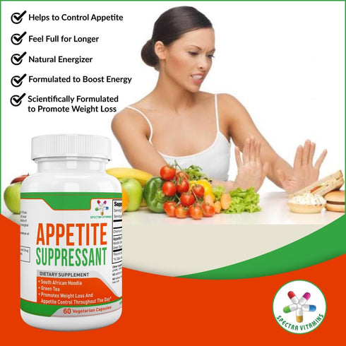 Appetite Suppressant, 60 Capsules | S. African Hoodia and Green Tea Extract for Appetite Control & Weight Loss