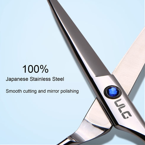 ULG Professional Hair Cutting Scissors 6.5 inch Right-Hand Razor Edge Barber Shears, Blue Japanese Stainless Steel