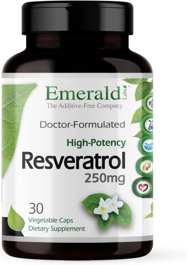 Emerald Labs Resveratrol - Dietary Supplement for Cellular and Cardiovascular Support, 30 Vegetable Capsules