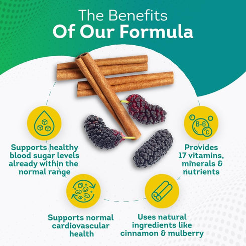 PurePremium Blood Sugar Support Supplement - Cinnamon Capsules with Bitter Melon, Mulberry, Zinc, Biotin, Vitamin C,