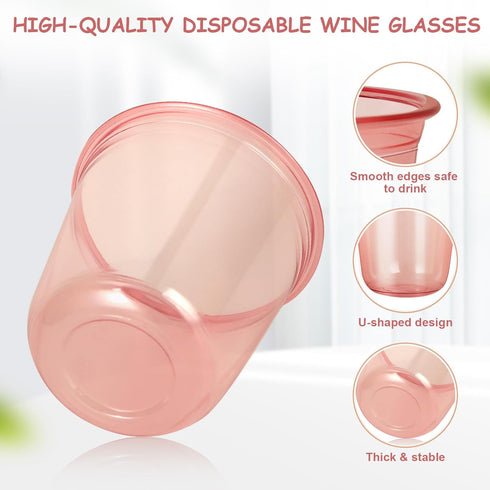 RMERVE 120 Stemless 12oz Pcs Disposable Glasses Plastic Cups Disposable Cold Party Drinking Cups Wine Glasses