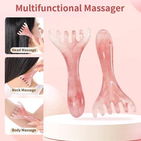 TAIHI Scalp Massager, Manual Head Massager Gua Sha Tool, Natural Resin Scalp Comb for Hair Growth, Body Relaxing, Neck