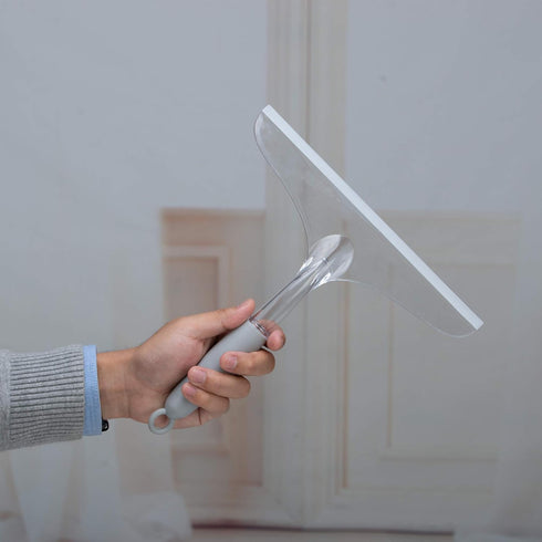 10'' Shower Squeegee for Bathroom Glass Doors and Mirrors, Clear Plastic Water Wiper for Car Windshield Cleaning
