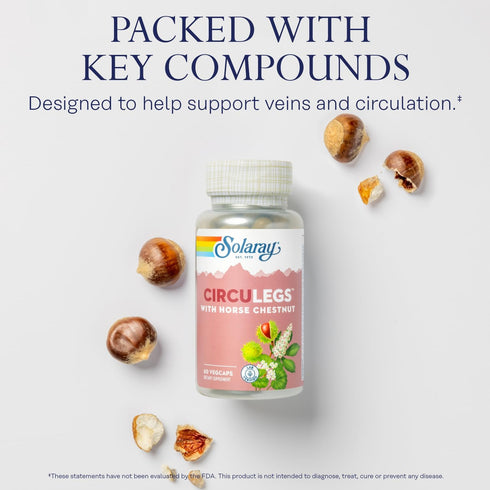 SOLARAY CircuLegs with Horse Chestnut Extract, 30 Serv, 60 VegCaps - Circulation Support