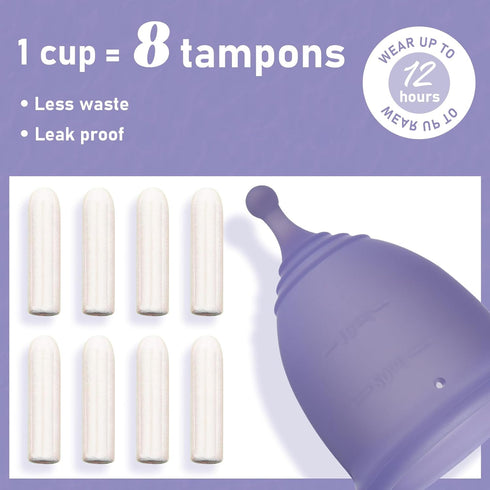 stunncup 12 Samll) Soft Menstrual Cup - Medical Grade Silicone Reusable Period Cup - BPA Free Comfortable Flexible