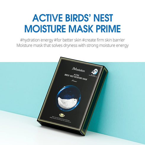 JMsolution Active Birds' Nest Moisture Mask, Korean Skincare Facial Mask, Collagen 10 Sheets