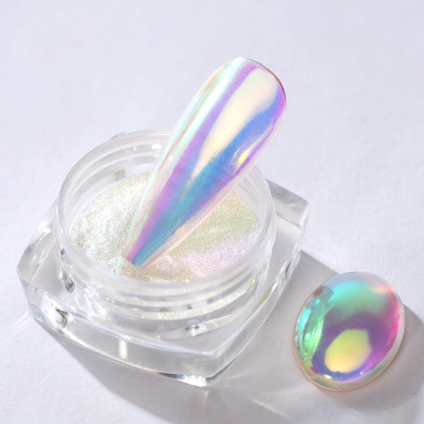 Pretty Diva 0.3g Unicorn Chrome Nail Powder - Aurora Iridescent Chrome Powders for Nails, Mermaid Chrome Pigment