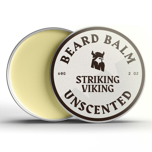 Striking Viking Beard Balm for Men – 2 Oz Light Hold, Unscented Leave-in Conditioner with Shea Butter, Tea Tree, Argan