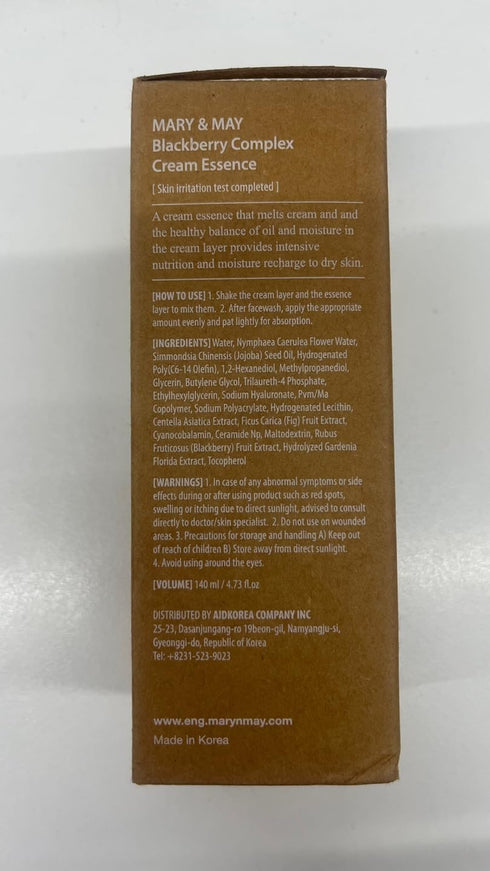 Vegan Blackberry Complex Cream Essence, 140ml - Mary&May, Hydrating, Soothing, Anti-Aging, Korean Skincare