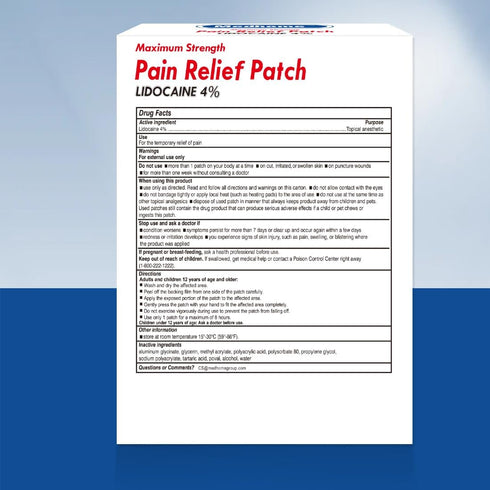 4% Lidocaine Pain Relief Patches, 15 Count Maximum Strength Numbing Gel Patch for Aches and Pains