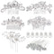 inSowni 32 Pack Silver Wedding Hair Side Combs + U-shaped & Twist Bridal Hair Pins Accessories with Rhinestone Pearls