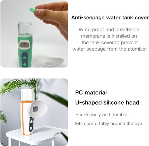 JBGYNU 20ml 3 Nano Eye Mist Sprayer, Eye Steamer for Dry Eye, Water Tank Capacity, with Cold & Hot Compress Modes