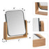 YEAKE Double Sided 3X Magnifying Makeup Mirror, Small Desk Table Mirror with Bamboo Stand, Grey