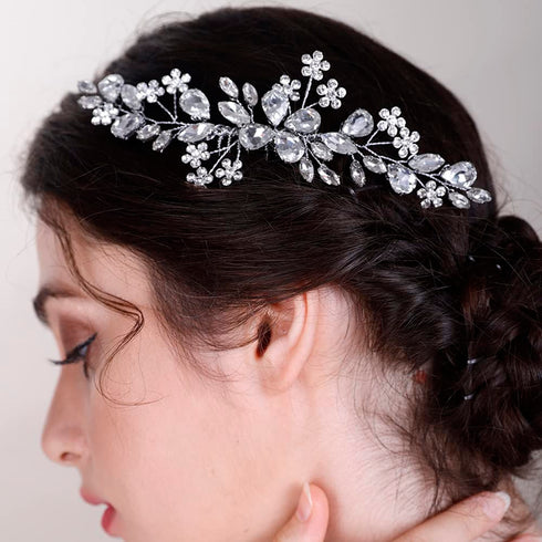Teardrop Flower Crystal Hair Comb for Women, Cute Crystal Comb for Bride in RED