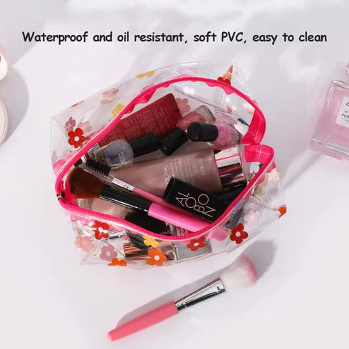 Cute Transparent Makeup Bag - Waterproof Toiletries Storage Bag, Large Capacity Pen Bag (Avocado)