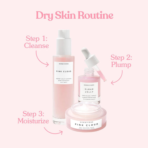 HERBIVORE Pink Cloud Creamy Jelly Cleanser – Hydrating Face Wash + Makeup Remover with Squalane, Rosewater, and