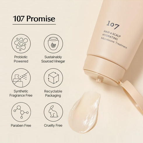 107 HAIR & SCALP HYDRATING Microbiome Treatment - 180ml Hair Mask for Scalp Soothing - Paraben & Cruelty Free