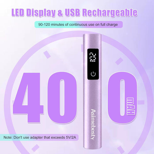 Mini UV Light for Gel Nails, Handheld Nail Lamp with Stand, Portable Cordless UV Nail Dryer Light, Violet