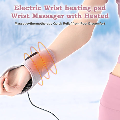 WOOLALA Common Heated Wrist Brace with Massager USB Portable Electric Heating Pad for Carpal Tunnel and Tendonitis