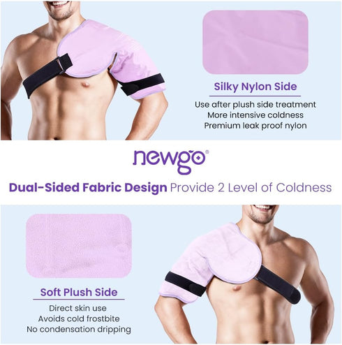 NEWGO XL Reusable Shoulder Ice Pack Wrap for Injuries & Pain Relief, Bursitis, Tendonitis, Swelling - Purple