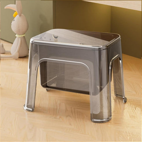 Generic Clear Acrylic Stool - Clear Portable Chair for Bedside and Vanity with Storage Shelf | Premium PET Material