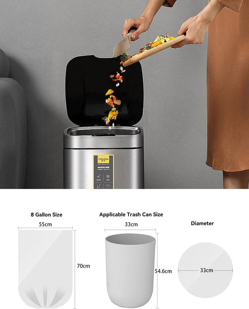 36 Count 8 Gallon Trash Bags, Medium Garbage Bags, Unscented, No Flaps/Ties, 1.31Mil Thickness, Black