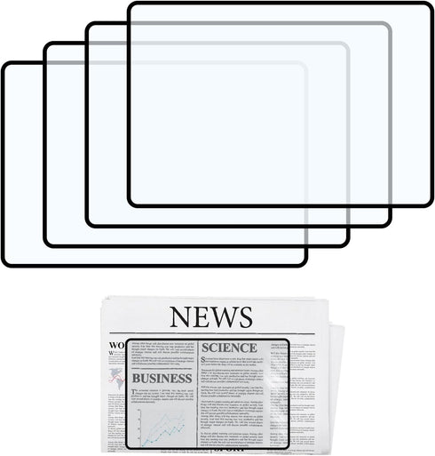 Wahijihe 4Pcs Page Magnifying Sheet,3X Lightweight Handhold Full Page Magnifier for Seniors and