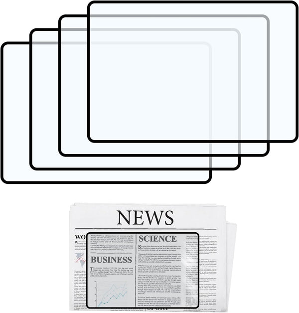 Wahijihe 4Pcs Page Magnifying Sheet,3X Lightweight Handhold Full Page Magnifier for Seniors and