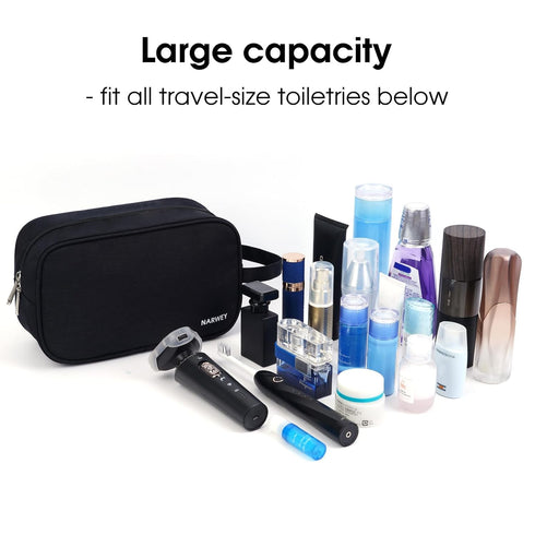 Narwey Toiletry Bag for Men, Travel Organizer Dopp Kit for Toiletries Accessories (Black)