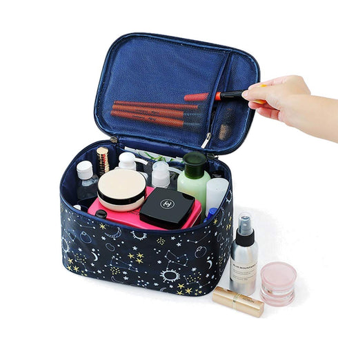HOYOFO Makeup Bag Cosmetic Bags for Women, Travel Makeup Organizer Case, Starry Sky Design