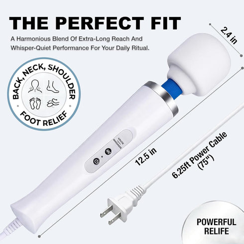 VZVJTR Handheld Muscle Relief Massager, Wired Strong Vibration for Full Body Pain (White)