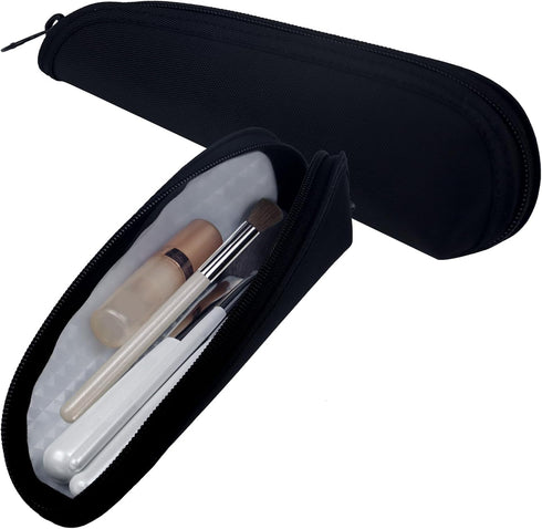 Aosbos Small Travel Makeup Brush Holder Bag, Black Cosmetic Pouch Organizer for Makeup Brush Traveling Case