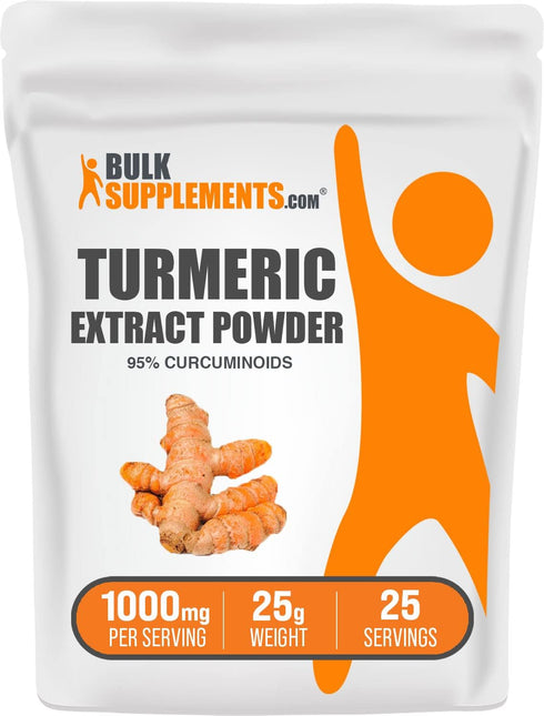 Turmeric Extract Powder by BulkSupplements.com - 1000mg, Gluten Free, 25g (Pack of 1)