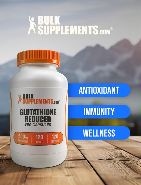 BulkSupplements.com Glutathione Reduced Capsules - 500mg Glutathione Supplement, Gluten Free, 120 Capsules