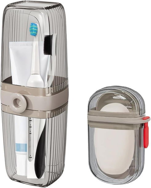 WOKNOW Toothbrush Travel Case and Soap Travel Case, Leakproof Soap Container with Cover,