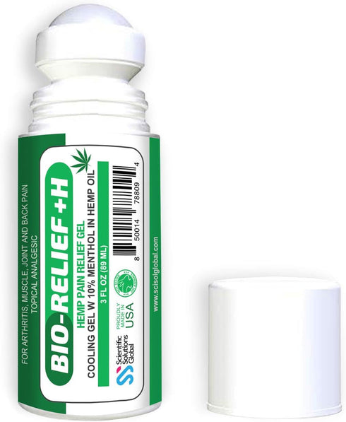 Fast Acting Hemp Pain Relief Gel with Menthol, Cooling Topical Analgesic Roll-on for Muscle and Joint Pain Relief