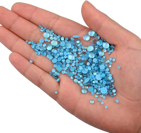 Mix Color Size 2400pcs Mermaid Rhinestones Flat Back Glass Iridescent Nail Stone Gems with 2000pcs Caviar Beads